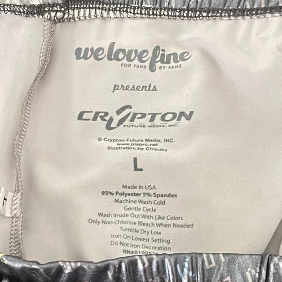 Hatsune Miku Vocaloid Cosplay Leggings Womens Large Silver Graphic Metallic - Picture 10 of 11